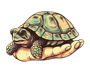 Slow and steady, the cute turtle crawls