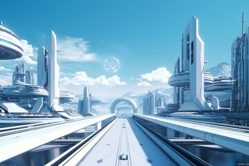 Futuristic cityscape view with skyscrapers Generative AI