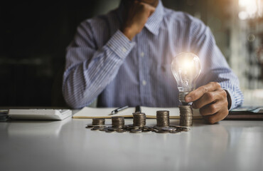 Growth investment success concept and financial planning. Thinking of business ideas.