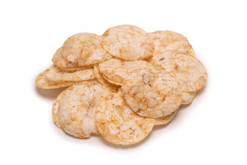 Rice chips isolated on white background.