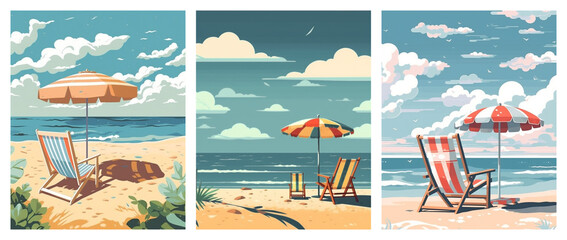 Set of illustration summer vibe for background, poster or flyer