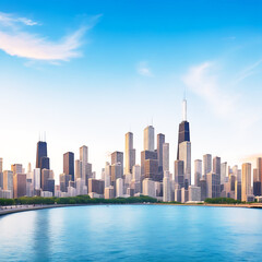Fototapeta premium Showing results for Chicago skyline pictures Futuristic city Ai generator