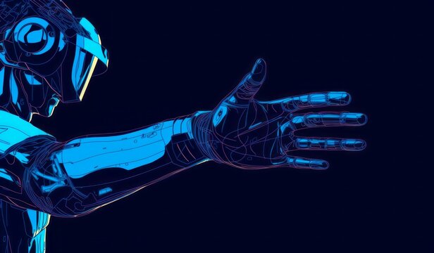 An abstract digital human face. Generative AI.