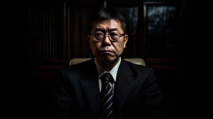 Portrait of a Triada member. Chinese mafia man concept. Generative AI. - obrazy, fototapety, plakaty
