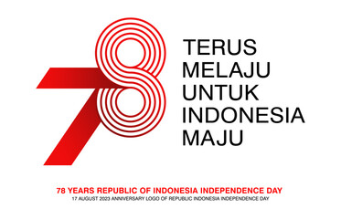 78th Happy Indonesia independence day, 17 Agustus 2023 Vector number logo design.