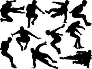 Set of Parkour Silhouette