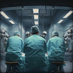 rear view surgeons. Generative AI.