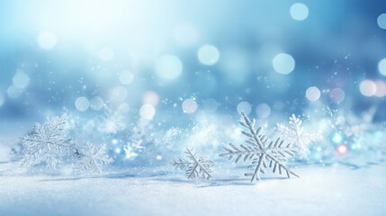 Obraz na płótnie Canvas Snowflakes with white light blur background