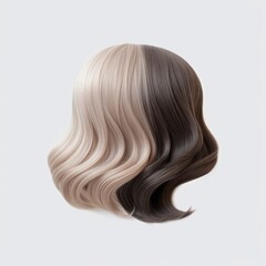Naklejka premium Hair wig over the plastic mannequin head isolated over the white background, mockup featuring contemporary women's hairstyles, Generative AI illustration