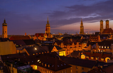 Munich city views at sunset