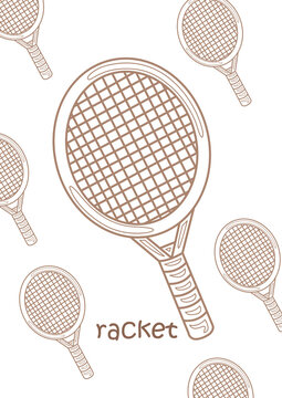 Alphabet R For Racket Vocabulary School Lesson Word Coloring Pages for Kids and Adult