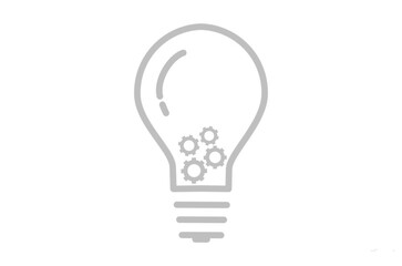 Light Bulb and cog inside line icon. Idea sign, solution, thinking concept. Lighting Electric lamp, linear pictogram, outline symbol, simple thin line icon.