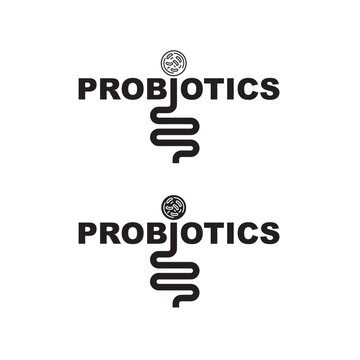Probiotics text, icon, vector, sign.