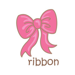 Alphabet R For Ribbon Vocabulary School Lesson Word Cartoon Illustration Vector Clipart