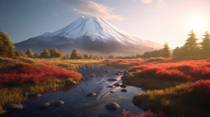 Fototapeta na wymiar Mount Fuji in Kawaguchiko Japan. Mountain Fuji. Generetive Ai