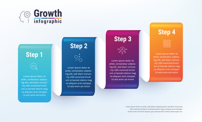 Growth infographic chart. 4 Step of business success template.