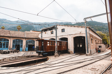 Sóller old train station and a wooden tram