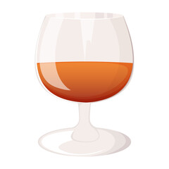 Glass of cognac vector illustration isolated on white background.