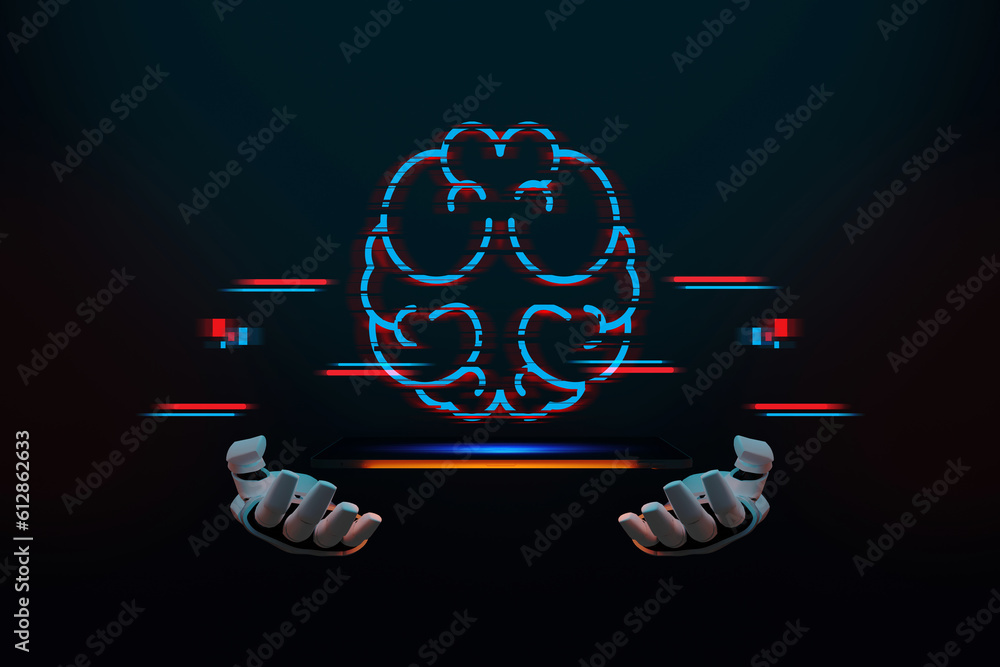 Aufkleber artificial intelligence machine learning business internet technology concept. circuit board in shap