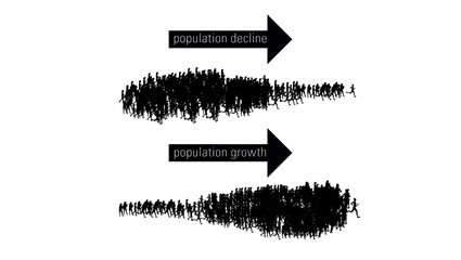 population silhouette, population decline, population increase, illustration - obrazy, fototapety, plakaty