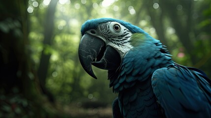 closeup portrait beauty of the Macaw hyacinth bird, by ai generative