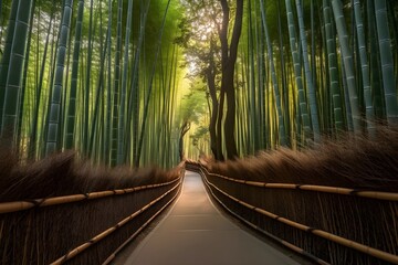 The Serene Beauty of Kyotos Arashiyama Bamboo - Generative AI