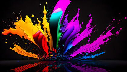 Fototapeta na wymiar Photo colorful splash of paint on a black background beautiful 3d rendering