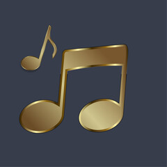 Two golden music icon on thecenter of circle, symbol, element concept of entertaiment vector