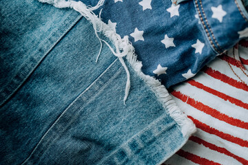 Background of clothes in the color of the American flag