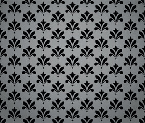 Flower geometric pattern. Seamless vector background. Gray and black ornament