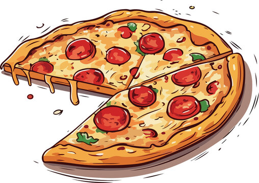 Hand drawn cartoon pizza illustration material
