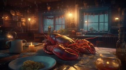 Last Lobster on the kitchen table