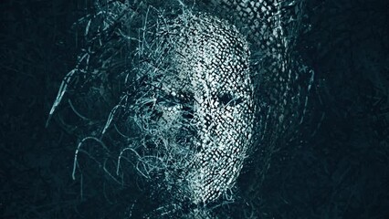 Surreal Mask. Abstract with many wires - Powered by Adobe