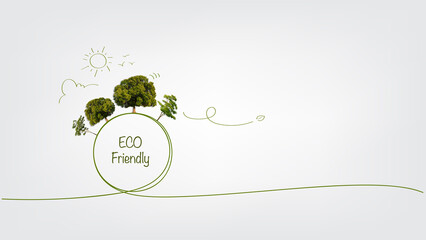 Banner Template and Background for Eco friendly, Go green and sustainability development concept