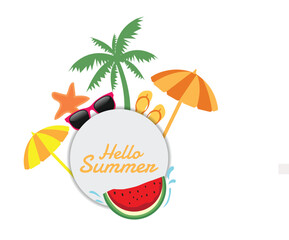 Hello Summer Vector circle Banner Design