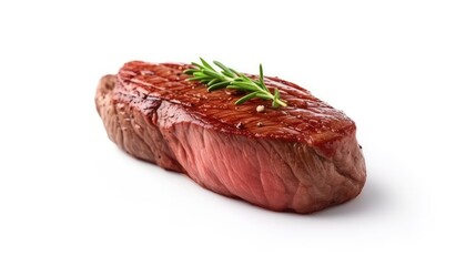 Beef steak with tyme on white background