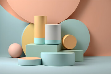 3D podium background with natural light and shadow.