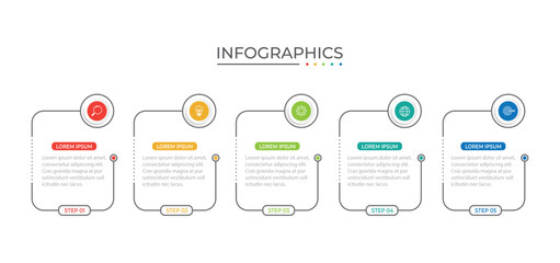 Vector Infographic label design template with icons and 5 options or steps.