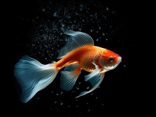 Fototapeta premium Vivid Orange Goldfish in Pond -ai generated