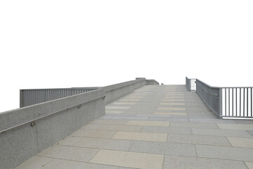 Concrete walkway with handrail on transparent background