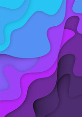 Vertical banners paper cut waves abstract background.