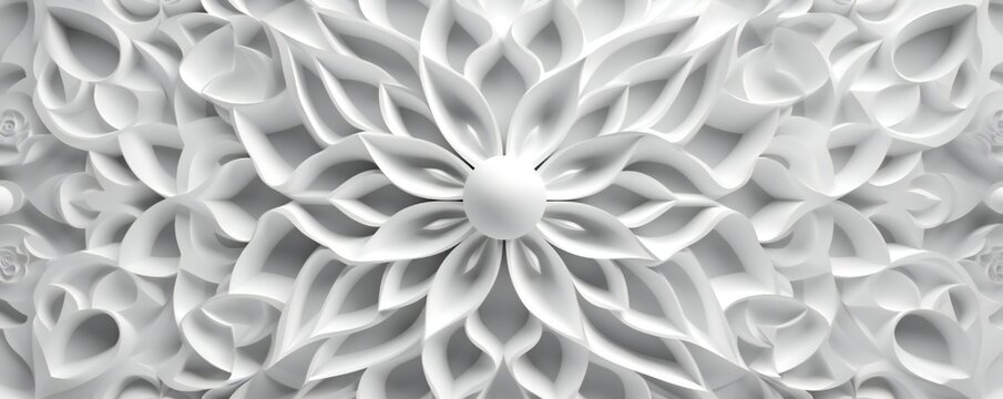Abstract 3d white islamic pattern Generative AI