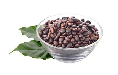  fresh roast coffee beans and leaf on transparent png