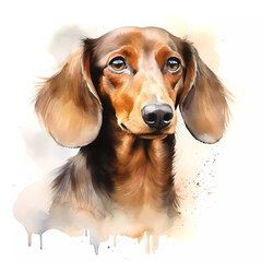 Dachshund illustrated wall art watercolour