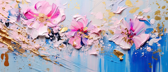 fondo abstracto con flores y plumas coloridad. ilustracion de ia generativa