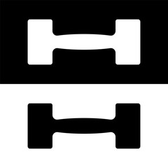 black and white dumbbell icon