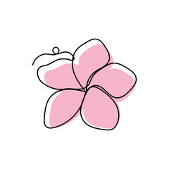 cute flower one line isolated on white background
