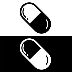 black and white capsule icon