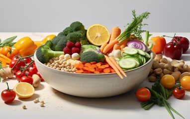 Bowl of vegetables created with Generative AI technology