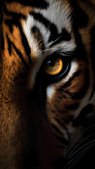 Closeup portrait vertical shot of tiger looking in camera